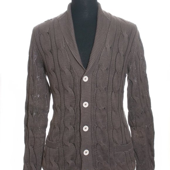 Vince Other - Vince Metallic Slate Brown Shawl Collar Cardigan